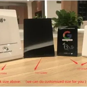 13.56Mhz可编程清晰亚克力NFC显示牌QR码 透明亚克力NFC菜单支架自定义亚克力NFC社交媒体显示谷歌评论NFC双面支架NFC亚克力支架